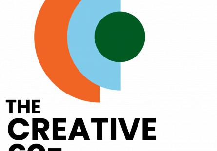 Logo for Creative Co-Operative, depicting overlapping orange, blue and semi-circles and circles and the words 'The Creative Co-operative'