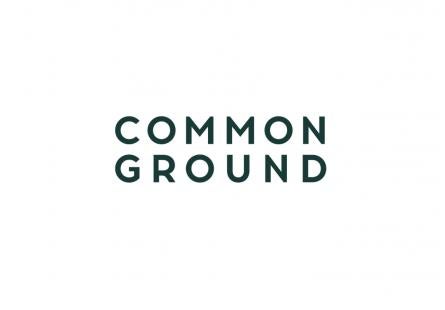 Logo for Common Ground, depicting the words 'Common ground' on a white background