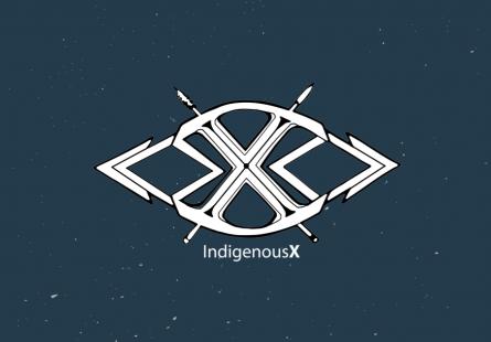 Logo for IndigenousX, depicting two spears and a shield above the words 'IndigenousX'