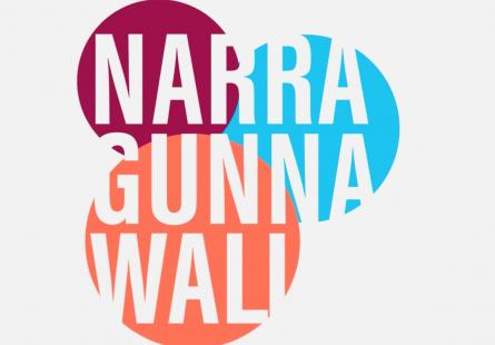 Nurragunnawali logo, depicting three overlapping coloured circles in purple, blue and orange, and the word 'Nurragunnawali'